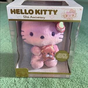 Hello Kitty 50th Anniversary 8" Plush NIB Stuffie Teddy Bear Stuffed Animal NEW
